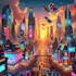 do cyberpunk futuristic city art
