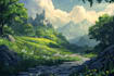 digitally paint fantasy landscape