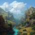 create stunning fantasy landscape, background illustration