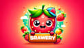 design strawberry character mascot logo with express delivery