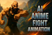 create action packed ai anime fight animation cinematic 2d anime video scenes