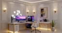 design 3d gaming room, isometric room, studio room with rendering