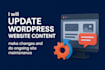 update wordpress website content make changes and do ongoing site maintenance