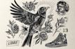 draw a custom linocut style flash tattoo design