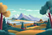 create flat landscape illustration of nature and vector art