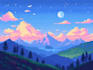 draw pixel art background and landscape
