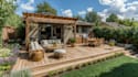 create a  landscape design rendering, outdoor backyard landscape design
