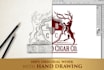 do modern luxury or heraldic logo design with hand drawing