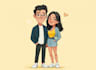 make a depict a couples caricature design