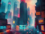 do cyberpunk scifi futuristic city