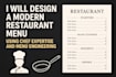 design a professional restaurant menu with chef backed menu engineering