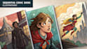 create sequential comic book illustration, book art, covers