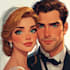 create a romantic couple portrait in my art style
