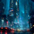 make a cyberpunk futuristic city and background