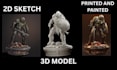 print and paint 3d printable model 2d to 3d model 3d character design print ship