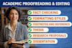 proofread, fact check and edit research proposals, essay, thesis or dissertation