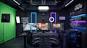design 3d esport center VR cyberclub, gaming room, digital furniture, cgi render