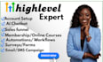 setup gohighlevel webinar funnel, saas mode, automations, integrations