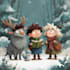 draw  christmas  art in cute cartoon style