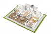 turn floor plan to elevation, 3d isometric design, facade model, rooftop render