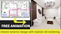 villa interior exterior design with realistic 3d rendering