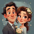 create a romantic couple portrait in my art style