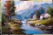 paint landscape in oil painting on canvas