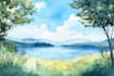 draw a watercolor landscape illustration