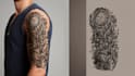 draw a unique abstract graphic fine line tattoo design