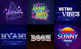 create 80s synthwave retro vintage style neon logo