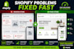 fix shopify theme bugs, coding errors, liquid issues, and broken layouts