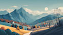draw a flat vector landscape illustration