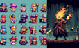 create pixel art,indie game sprite sheet, animation and 2d game assets rpg