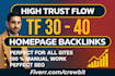 make high trust flow tf 30 plus homepage seo backlinks