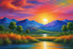 create flat landscape illustration of nature