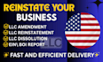 reinstate your llc, file amendments, dissolution and business updates fast