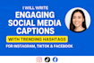 write catchy social media captions with trending hashtags