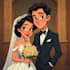 create a romantic couple portrait in my art style