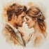 design a hand painted watercolor couple artwork
