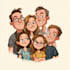 make couple portrait illustration, family portrait