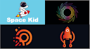 design a astronaut galaxy planet space rocket logo