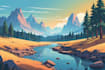 draw custom flat landscape scenery illustration