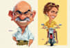 draw artistic cartoon caricatures