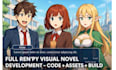 build anime style renpy visual novel coding, art integration and full vn