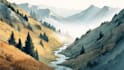 draw a watercolor landscape illustration