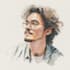 illustrate watercolor portrait illustration