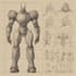 draw mecha robot character sheet design