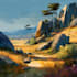 paint professional landscape concept art in painterly style