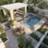 design a backyard landscape design, outdoor garden, pool,