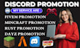 do discord promotion, server promotion, minecraft, fivem, rust, dayz server grow